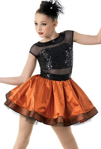 Dance Costume Weissman 10138 Medium Child Orange Dress Jazz Sequin - Picture 1 of 3