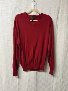 Jos A Bank Men V-Neck Merino Wool Traveler Sweater Pull Over Red Sz Large - Picture 1 of 6