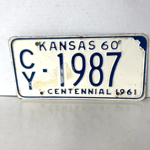 1960 Kansas License Plate 1987 Clay County CY Collector Man Cave Garage - Picture 1 of 3
