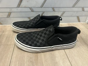 VANS Classic SLIP ON CHECKERED Black Gray Grey Checker SZ 6 Youth - Picture 1 of 7