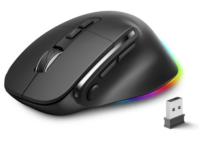 3 in 1 Ergonomic Mouse with Jiggler, Bluetooth+2.4G+Wired Mouse with 5-Level ... - Image 1 of 4
