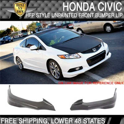 Fits 12 13 Honda Civic HFP Style Front Bumper Lip Unpainted PU — 第 1/4 张图片