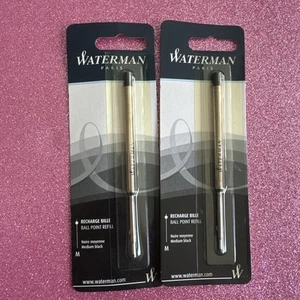 NEW WATERMAN BALL Point Refill MEDIUM BLACK 2 Pack SEALED Vintage - Picture 1 of 2