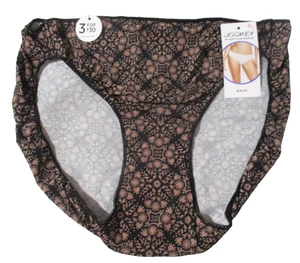 JOCKEY SZ 7 LARGE 1370 TACTEL NO PANTY LINE PROMISE BLACK TAN GEOMETRIC PANTIES - Picture 1 of 4