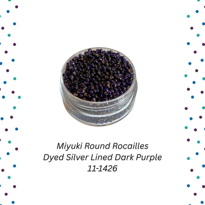 Miyuki 11/0 Round Seed Beads 11-1426 Dyed Silver Lined Dark Purple 20 Grams - Image 1 of 2
