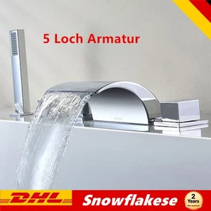 Rubinetto 5 fori rubinetto vasca da bagno set rubinetto miscelatore monocomando DE - Foto 1 di 11