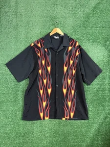 Dragonfly Kleidung Herren 2XLarge schwarz rot Flammen Knopfleiste Vintage Y2K - Bild 1 von 8