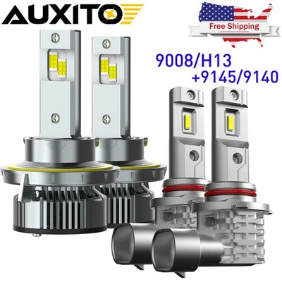 Combo for Ford F150 2004 05 06 07 08-2014 LED H13 Headlight 9145 Fog Light Bulbs - Image 1 of 4