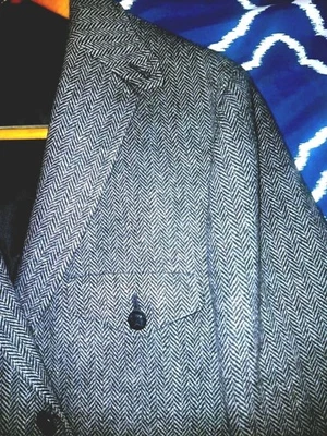 NUEVO $345 Lands End 46R 3/2 rollo gris espiga TWEED abrigo deportivo   Foto 1 de 4