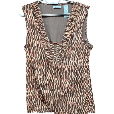 Liz Co женщин Майка XL коричневый все над печать V шеи карьера без рукавов цветной - Изображение 1 из 4