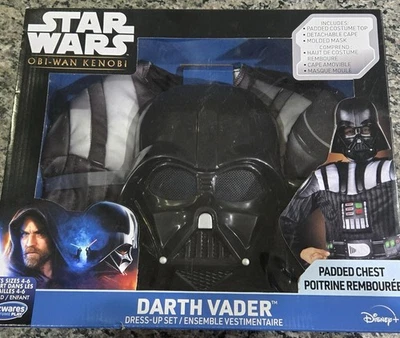 STAR WARS Obi-Wan Kenobi Darth Vader Mask Padded Costume Cosplay Child 4-6 *NEW* - Image 1 of 4