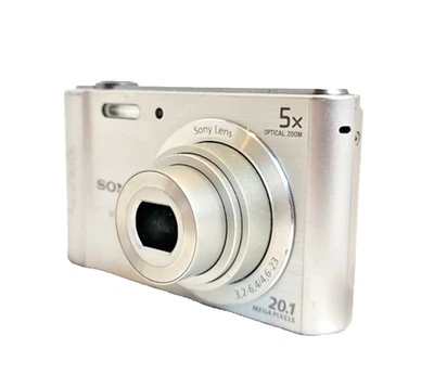 Sony DSC-W800 Cyber-Shot 20.1MP 5x Zoom Digital Camera Silver W/Charger Tested - Image 1 of 4