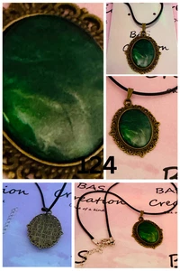 One of a kind Hand-Painted Fluid Art Oval Cabochon Necklace - Picture 1 of 6