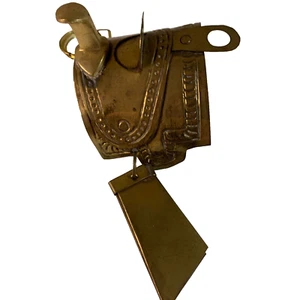 Horse Saddle Brass Ornament Hanging Rustic Holiday Decoration Western Rodeo Tin - Picture 1 of 9