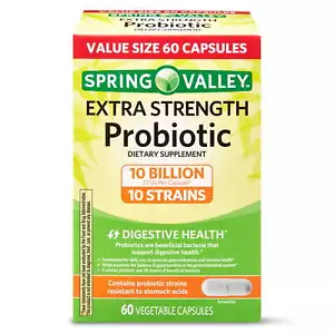 Spring Valley Extra Strength Probiotic Digsetive Capsules, 10 Billion CFU, 60 Ct - Picture 1 of 9