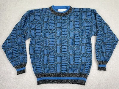 Suéter Santana Masculino Grande Azul Preto Manga Longa Pulôver Vintage Gola Redonda - Imagem 1 de 4