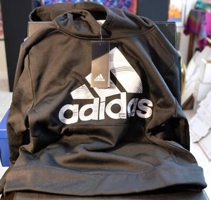BRAND NEW ADIDAS Youth Black/White Tech Fleece Pullover Hoodie Boys SMALL - Picture 1 of 5