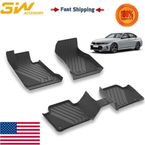 3W Black Floor Mats Liners Replacement for BMW 3 Series F30/F31 2012-2018 TPE - Picture 1 of 15