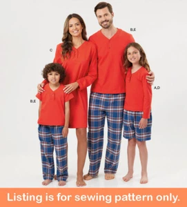 SCHNITTMUSTER passender Schlafanzug Nachthemd - Kinder Herren Damen Teen Weihnachten 3041 - Bild 1 von 3