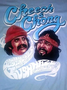 Cheech & Chong T-Shirt White Berry Kush Haze Pineapple Punch Mens Tee M Blue - Picture 1 of 3