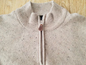 Jos. A. Bank Mens Oatmeal 80% Lambswool 1/4 Zip Sweater Executive Collection XL - Picture 1 of 9