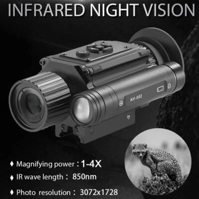 1X-4X Digital Night Vision Hunting Rifle Scope Optics Sight 850nm IR Camera - Image 1 of 4
