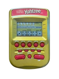 Vintage Yahtzee Electronic Handheld Game Gold & Red Hasbro 2002 Working Tested - Picture 1 of 4