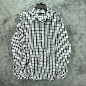 Perry Ellis Shirt Men's 2XL Plaid White Red Blue Stretch Button Down - Picture 1 of 8