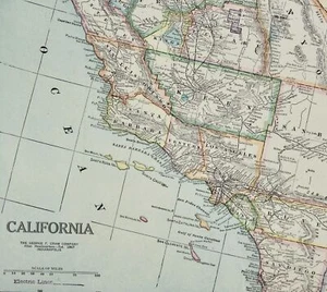 CALIFORNIA Antique MAP STATE Counties Large COLOR 1928 21"x14" Jazz Age 1920s LA - Picture 1 of 3