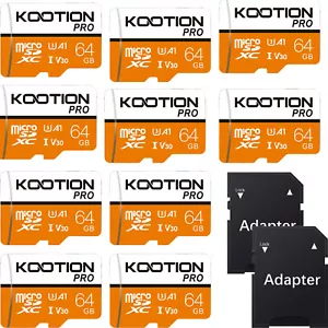 Kootion 10pcs High Speed 64GB Ultra Micro SDXC U3 TF Cards For Camera PC Laptop - Picture 1 of 12