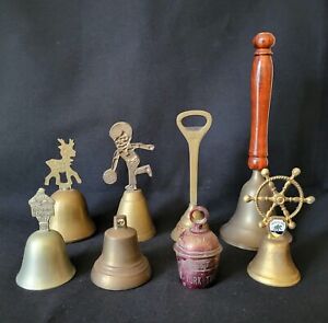 Lot of 8 Vintage Old Metal Brass Collectible Bells India