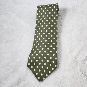 Vintage Tie Gap Silk Mens Necktie Green & White Polka Dots Pattern Made in USA - Picture 1 of 6