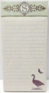 Punch Studio Jeweled Green Paisley S Monogram Goose Butterfly Magnetic Notepad - Picture 1 of 8