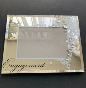 Engagement Mirrored Glass Photo Frame, 9” X 7”, Hardly Used, Freestanding - Picture 1 of 2