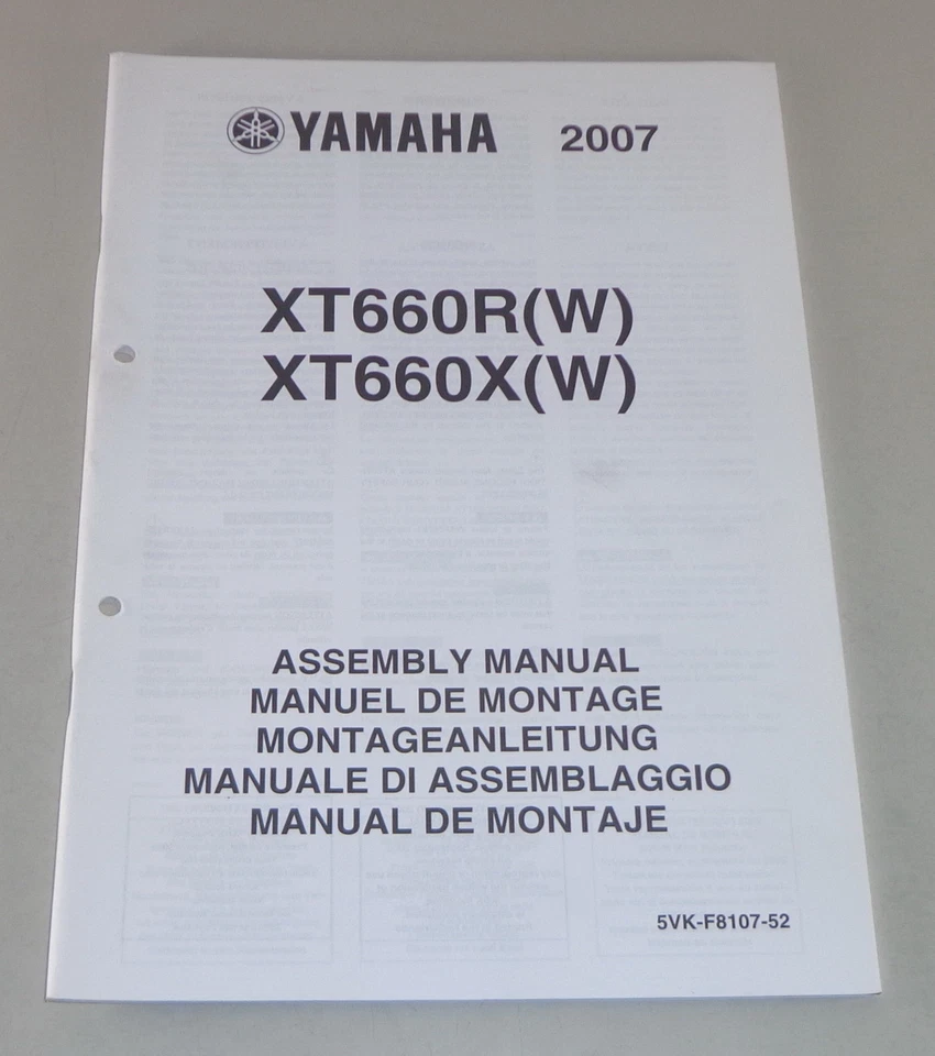 Manual De Montaje Yamaha XT 660 R / X (W) Año 2007 - Imagen 1 de 1