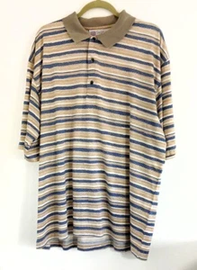 Polo golf vintage Slazenger uomo blu marrone righe cotone manica corta XL - Foto 1 di 6