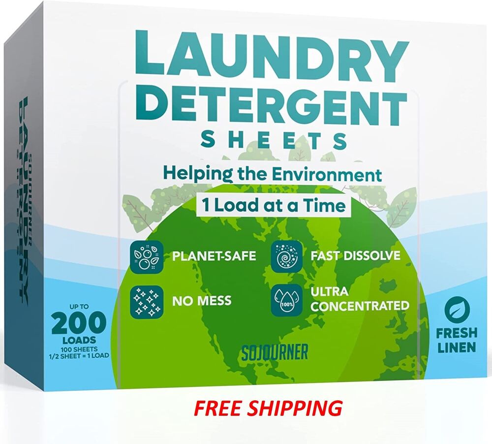 Eco Friendly Laundry Detergent Sheets (100 Sheets 200 Loads) Laundry Sheets ....