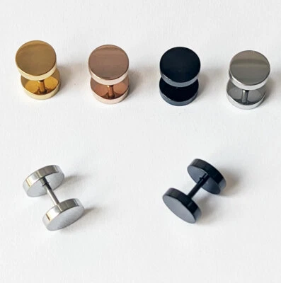 1 Paar dünne Scheibe Edelstahl Fakeplugs Fake Plug Ohrstecker Ohrringe Herren - Bild 1 von 2