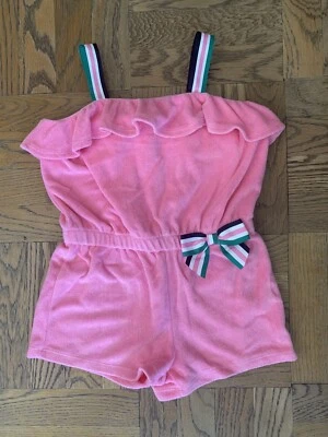 Mameluco Janie and Jack Terry para cubrir talla 5 niñas rosa con lazo Foto 1 de 4