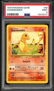 PSA 9 Base Set Unlimited Charmander 46/102 Pokemon Cards 1999🔥 - Picture 1 of 2