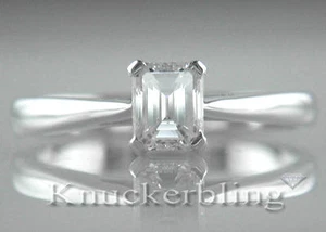 Diamond Ring Platinum Engagement Solitaire 0.70ct Emerald Cut Certified D IF VG - Picture 1 of 1