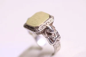 Goldsmiths Seal Ring From 925er Silver And 750er Gold Size 65 With Pharao Motif - Picture 1 of 9