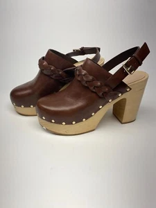 Zuecos de plataforma de cuero trenzado Loeffler Randall Paxton para mujer en marrón talla 8,5 - Imagen 1 de 12