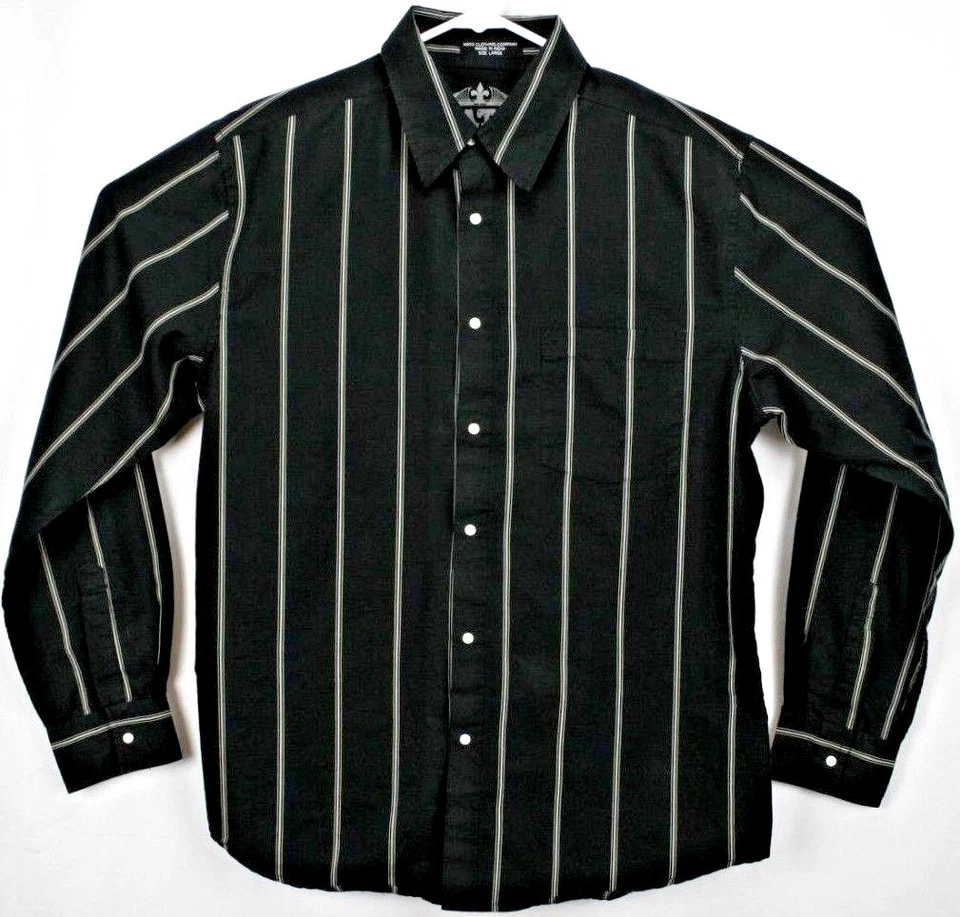 Matix Marc Johnson Mens Shirt Size L L/S Button Black/White Striped Pro Series - Image 1 of 4