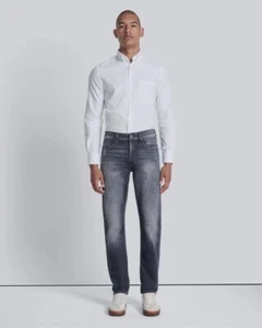 7 For All Mankind Left Hand Slimmy Slim Straight Italian Fabric Sz 34 Black NWT - Picture 1 of 14