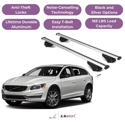 Barras transversales de techo ERKUL para Volvo V60 Cross Country 2015-2018 - plateadas Foto 1 de 4