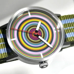 CONCENTRIC-WATCH - Buntes Armbanduhren Unikat 36mm - Expressive Farbkreise - Bild 1 von 8