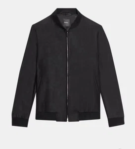 Theory schwarze Bomberjacke aus Woll-Twill Medium Reißverschlusstaschen Herren Aiden - Bild 1 von 8