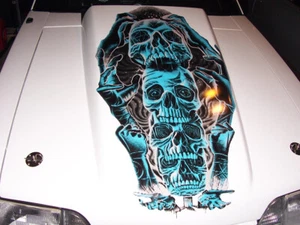 Skull Todum Hood Graphic Stripe FIT All YR Make Model Mustang Camaro Ram Charger - Bild 1 von 2