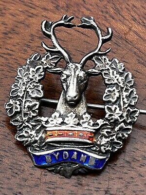 Antique Sterling Silver Bydand Gordon Highlanders Army Regiment Brooch Scotland • 45£